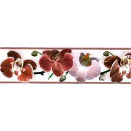 Samolepící bordura B83-07-03, rozměr 5 m x 8,3 cm, květy orchideje červené, IMPOL TRADE
