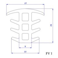 Gumový těsnící profil FV1 pro fotovoltaické panely - pro mezeru mezi FV panely 14-18mm, návin 10m, IMPOL TRADE