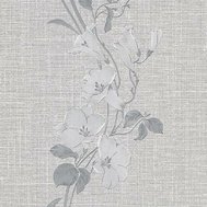 Vliesové tapety na zeď HIT 10325-37, rozměr 10,05 m x 0,53 m, květy na šedém textilním podkladu se stříbrným prošíváním, Erismann