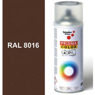 Sprej hnědý lesklý 400ml, odstín RAL 8016 barva mahagonově hnědá, Schuller Ehklar, barvy ve spreji PRISMA COLOR 91038