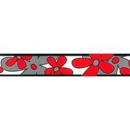 Samolepící bordura květy červeno-šedé 69043, rozměr 5 m x 6,9 cm, IMPOL TRADE