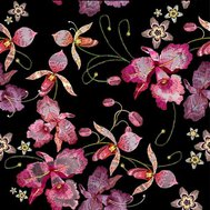 Samolepící fólie 45 cm x 5 m Gekkofix 14065 orchidej růžovo-černo-zlatá samolepící tapety
