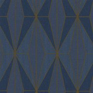 Vliesové tapety na zeď IMPOL Giulia 6781-10, Art-Deco vzor modrý se zlatými konturami, rozměr 10,05 m x 0,53 m, NOVAMUR 82176