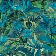 Vliesové tapety na zeď IMPOL Jungle Fever JF2302, listy zeleno-tyrkysové, rozměr 10,05 m x 0,53 m, GRANDECO