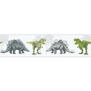 Dětské vliesové bordury Little Stars 35836-1, rozměr 5 m x 0,13 m, dinosauři zeleno-šedí, A.S.Création
