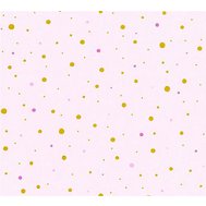 Dětské vliesové tapety na zeď Little Stars 35839-1, rozměr 10,05 m x 0,53 m, tečky zlaté a růžové na růžovém podkladu, A.S.Création