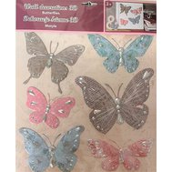 Samolepky na zeď - motýli modro-růžoví SLK-6702, rozměr 31,5 x 30,5 cm, IMPOL TRADE