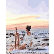 Malování podle čísel GX25437, žena na pobřeží, rozměr 40 x 50 cm, Impol Trade