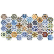 Obkladové panely 3D PVC TP10015623, cena za kus, rozměr 973 x 492 mm, hexagon barevný Patchwork, GRACE