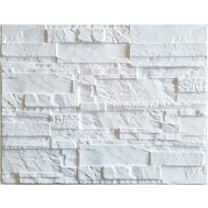 Obkladové panely 3D PVC 14, cena za kus, rozměr 440 x 580 mm, ukládaný kámen bílý, IMPOL TRADE