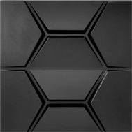 Obkladové panely 3D PVC HEXAGON D154 černý, cena za kus, rozměr 500 x 500 mm, HEXAGON černý, IMPOL TRADE