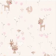 Papírové tapety na zeď Boys & Girls 36988-3, lesní zvířátka na růžovém podkladu, rozměr 10,05 m x 0,53 m, A.S.Création