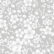 Ubrus PVC 158B bílé květy na šedém podkladu metráž, 20 m x 140 cm, IMPOL TRADE