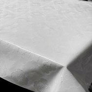 Ubrus PVC 3410010 transparentní se vzorem s bílými květy metráž,  30 m x 140 cm, IMPOL TRADE
