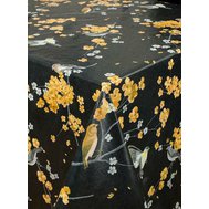 Ubrus PVC 5741310, návin 20 m x 140 cm, rozkvetlé větvičky na černém podkladu, IMPOL TRADE