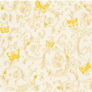 Vliesové tapety na zeď Versace III 34325-1, rozměr 10,05 m x 0,70 m, barokní vzor zlatý se žlutými motýly, A.S. Création